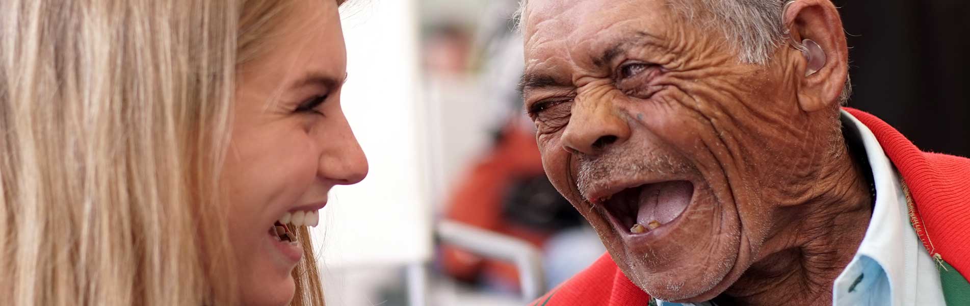 Older man very excited to have a hearing aid